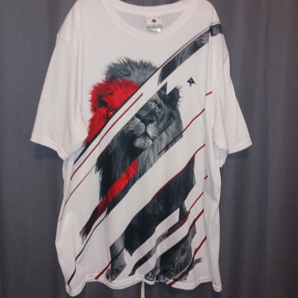LRG Lifted Research Group Mens White Lion Graphic Print T-Shirt 2XL Streetwear